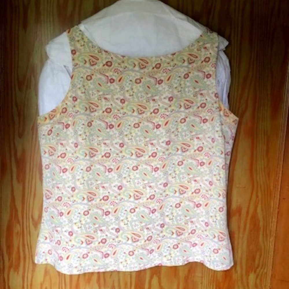 Lined Silk Paisley Sleeveless Blouse Large